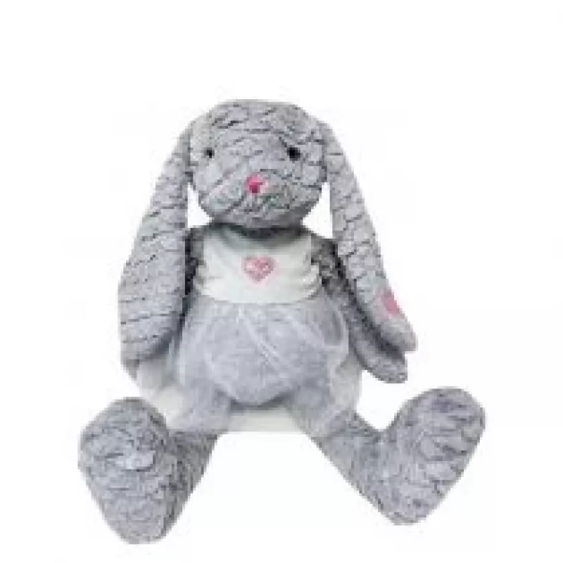 Peluche TULILO mascote coelho rosa 32 cm cinzento - coelho de peluche 32 cm
