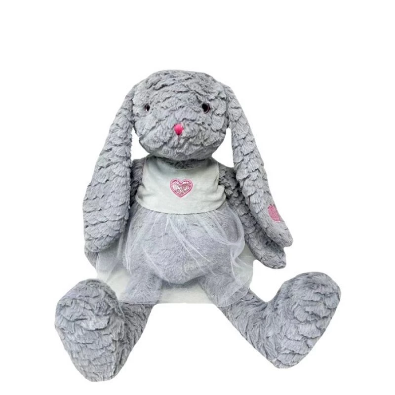 Peluche TULILO mascote coelho rosa 32 cm cinzento - coelho de peluche 32 cm