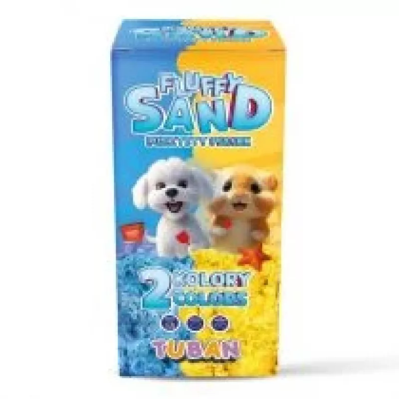 Conjunto de trabalhos manuais para crianças TUBAN Tuban SET FLUFFY SAND – azul e amarelo, 2 × 70 g, idade 3+