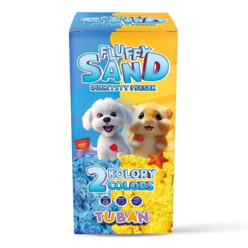 Conjunto de trabalhos manuais para crianças TUBAN Tuban SET FLUFFY SAND – azul e amarelo, 2 × 70 g, idade 3+