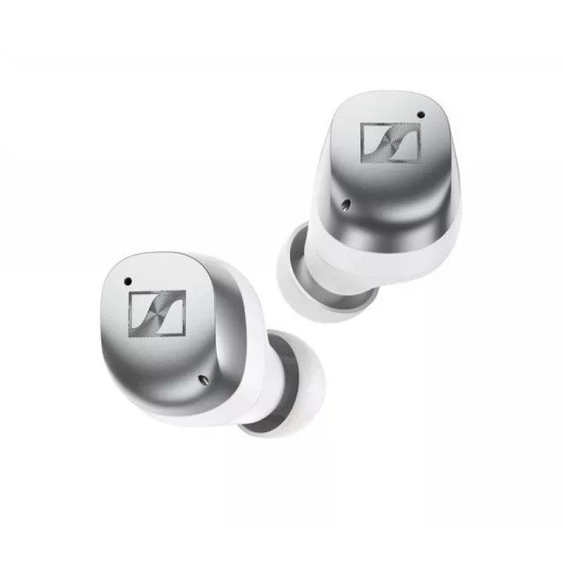 Auscultadores desportivos SENNHEISER Momentum MTW4 Bluetooth sem fios com cancelamento de ruído - branco e prateado