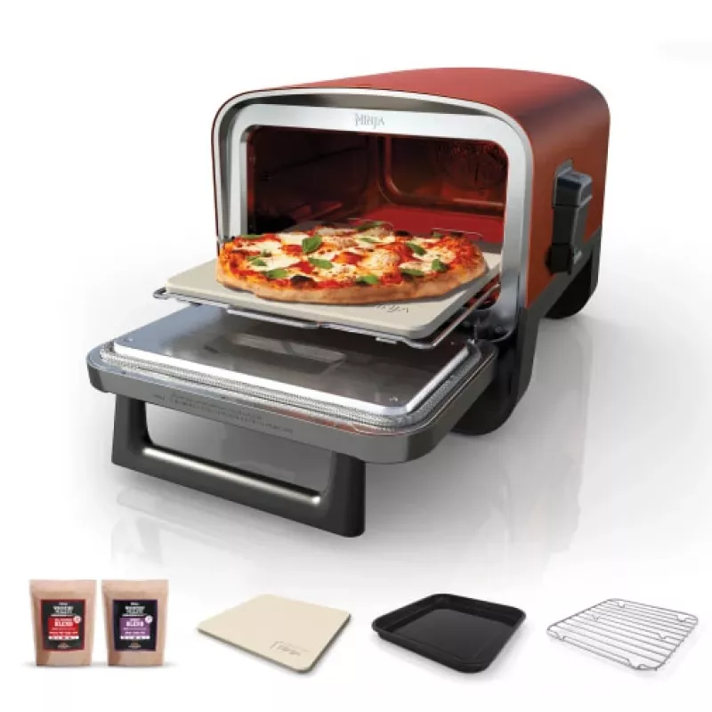 Ninja Woodfire OO101EU forno elétrico de exterior, forno de pizza e fumeiro, 2400 W