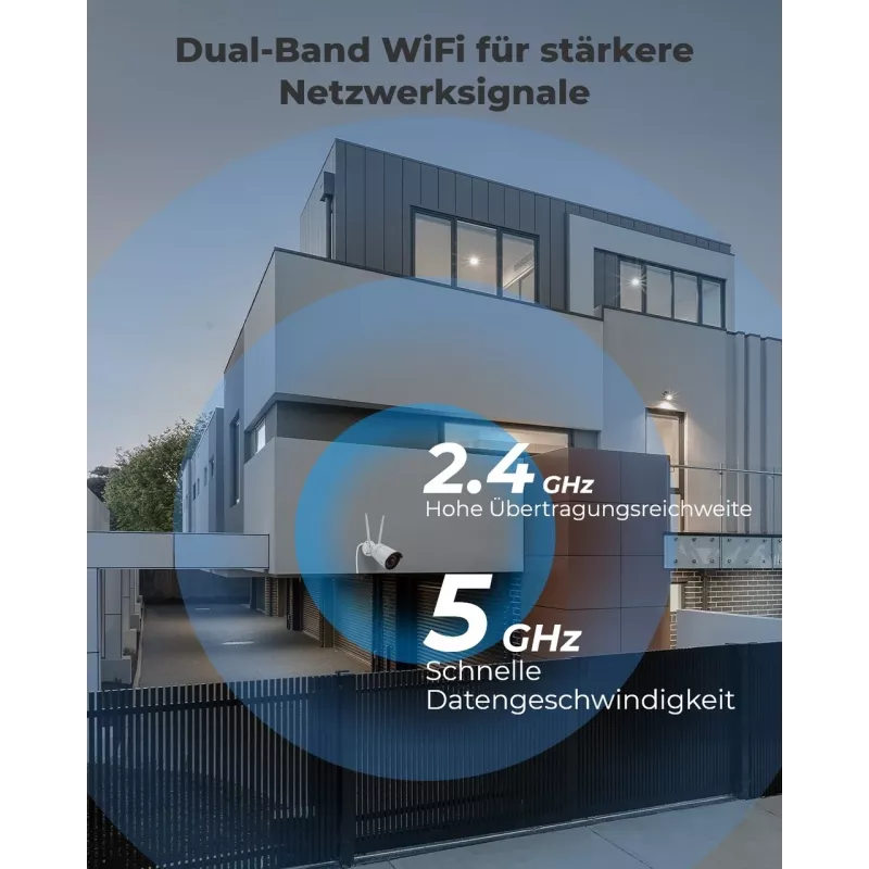 Reolink W320 – Câmara de vigilância exterior 5MP, Wi-Fi 2,4/5 GHz, deteção de pessoas/veículos/animais, visão noturna 30 m