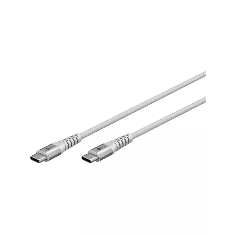 Cabo USB 2.0 entrançado super macio, ficha USB-C > ficha USB-C (branco, 3 metros)