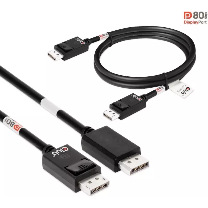 Club 3D CAC-1091 cabo DisplayPort 2.1, certificado VESA DP80, bidirecional, 4K120Hz / 8K60Hz / 10K30Hz, macho/macho, 1,2 m