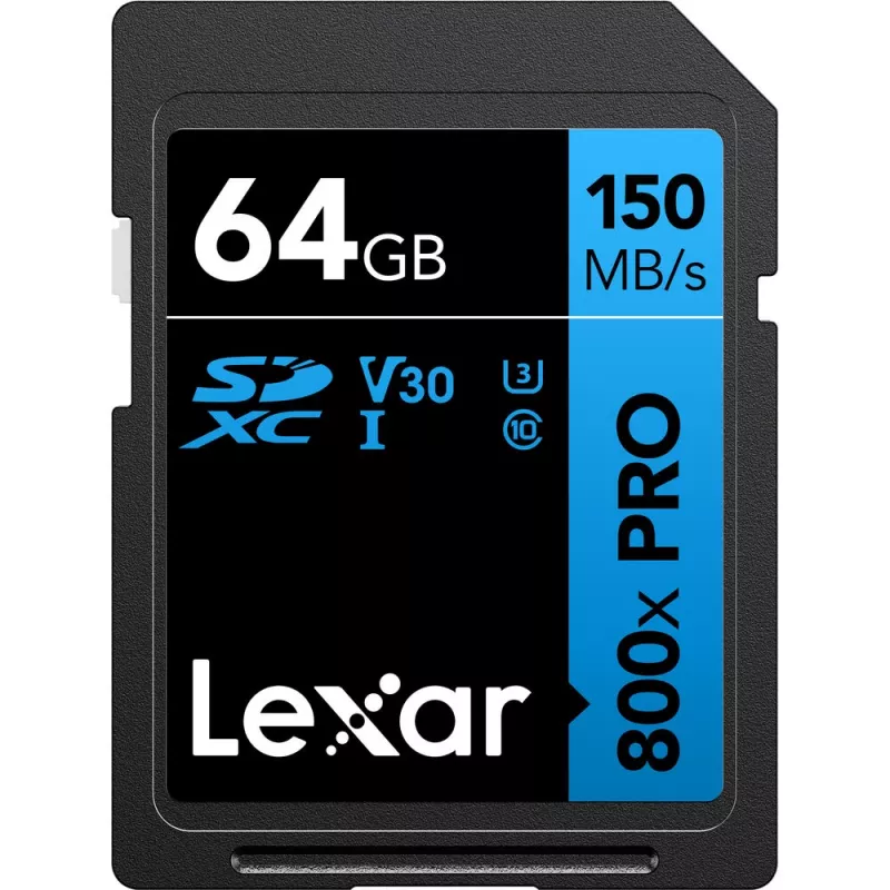 Memória flash SDXC Lexar 64 GB UHS-I 800xPRO — Classe 10, U3, V30, 150 MB/s