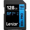 Cartão de memória SDXC Lexar 128GB UHS-I 800xPRO Class 10 U3 V30 — 150 MB/s leitura, 45 MB/s escrita, preto