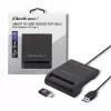 Leitor de cartões de ID QOLTEC Smart-Chip — USB, preto, 84,5×65×16 mm, 63 g