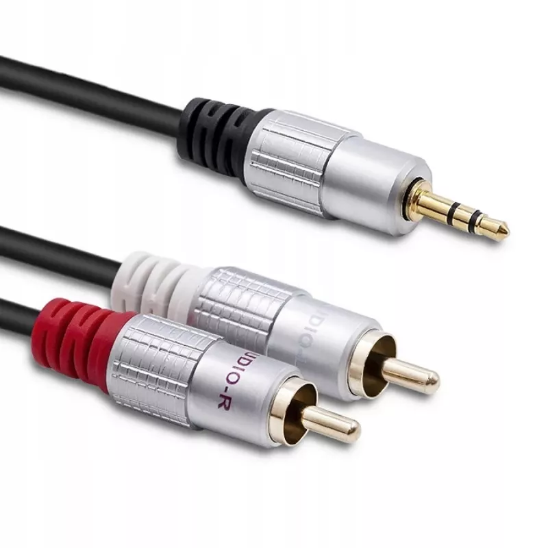Cabo de áudio Qoltec 52339 1m 2x RCA 3,5 mm preto