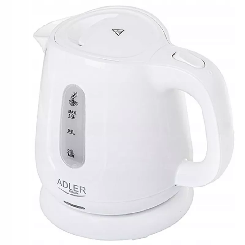 Chaleira elétrica Adler AD 1373 – capacidade de 1 L, 850 W, branca, base de 360°, polipropileno