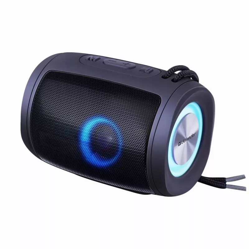 DEFENDER Enjoy S200 65200 coluna Bluetooth portátil, TWS, 5 W, luz LED, FM, microSD, bateria de 10 h, preta