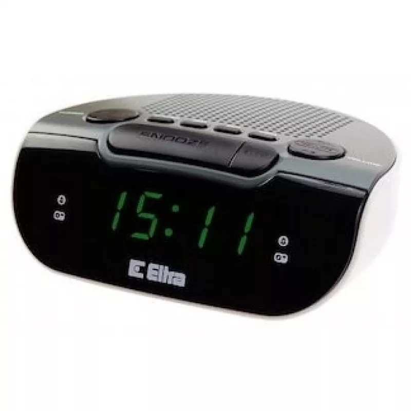 Rádio com relógio/alarme LED, Eltra, 127x53x98 mm, cinzento/branco