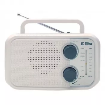 Rádio Eltra DANA branco – rádio analógico portátil, design de mesa compacto