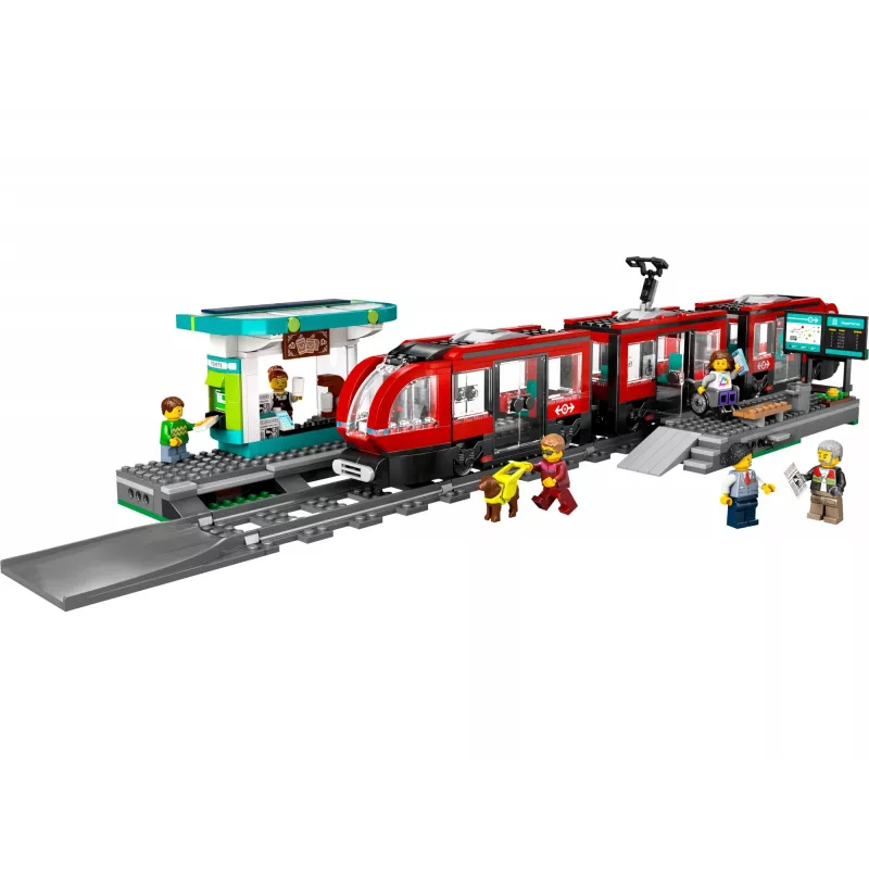 LEGO City Elétrico e Estação Conjunto de construção de roleplay para crianças com elétrico de brinquedo, presente para meninos e meninas a partir dos 7 anos que adoram veículos