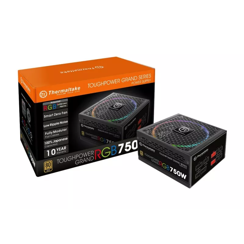 Thermaltake Toughpower Grand RGB 750W fonte de alimentação modular PS-TPG-0750FPCGEU-R, ATX 2.4, 80 PLUS Gold, PFC ativo, ventoinha de 140 mm