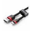 Cabo USB-A para Lightning Baseus Cafule 2.4A QC 3.0, 1 m — preto/vermelho