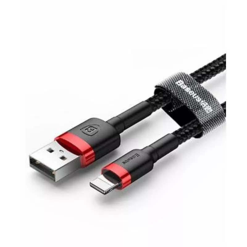 Cabo USB-A para Lightning Baseus Cafule 2.4A QC 3.0, 1 m — preto/vermelho