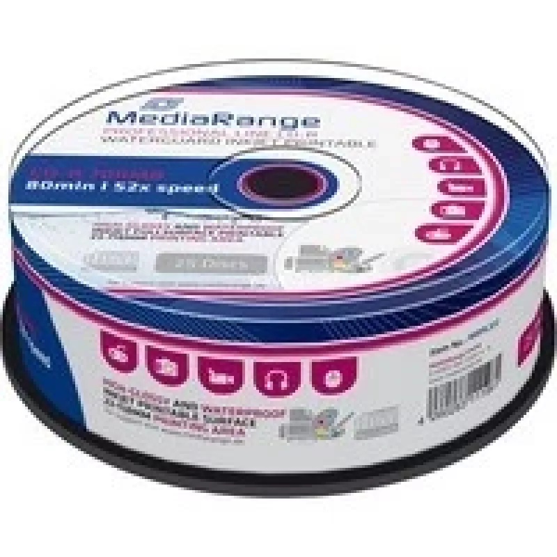 CD-R MediaRange MRPL512 700 MB 52x imprimível a jato de tinta 25 unid. em rolo
