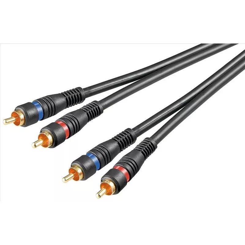 Wentronic Goobay - cabo de áudio - áudio compósito - RCA (macho) para RCA (macho) - 1,5 m - cabo coaxial com dupla blindagem - preto (50032)