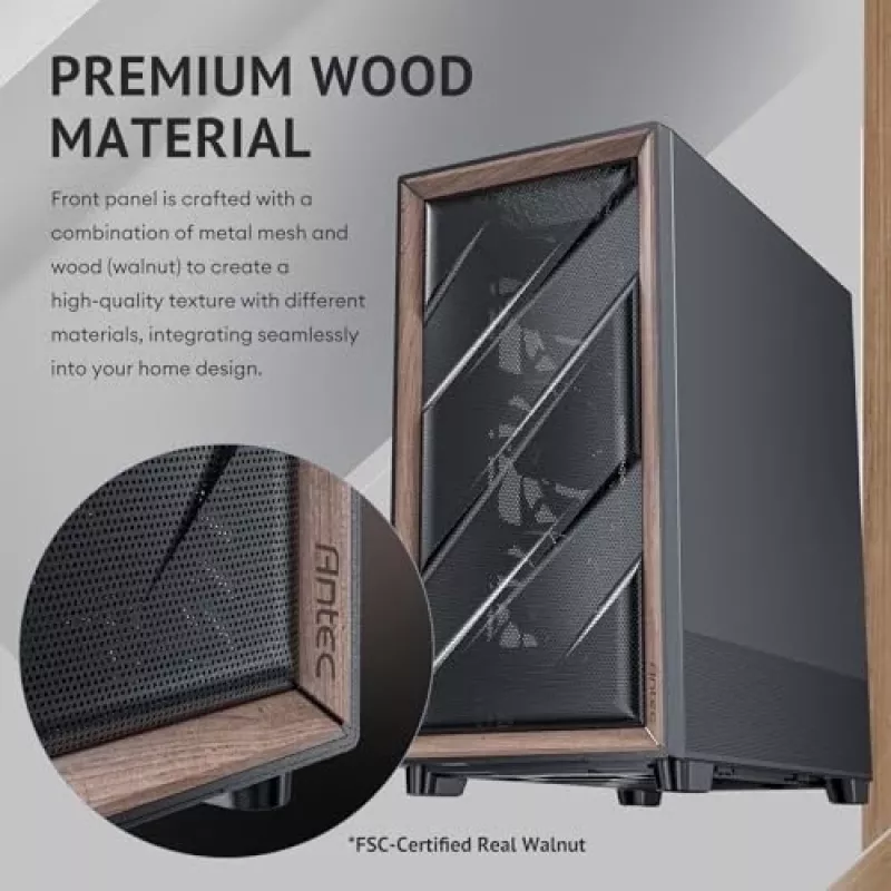 Antec 0-761345-10133-2 Caixa de computador Midi Tower preto madeira