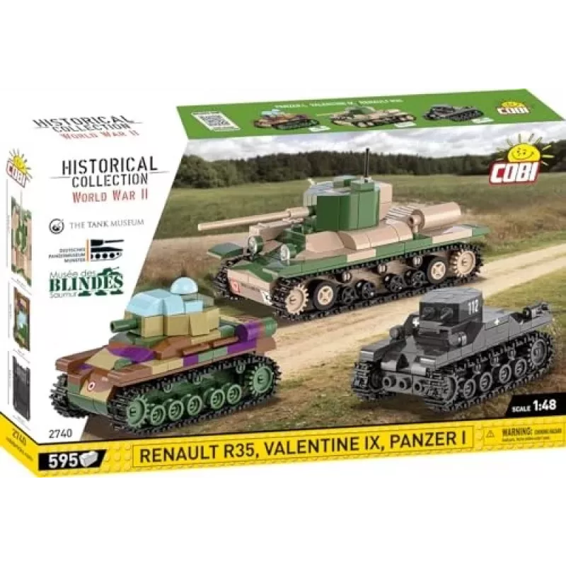 Conjunto de construção COBI Renault R35 Valentine IX Panzer I 595 peças