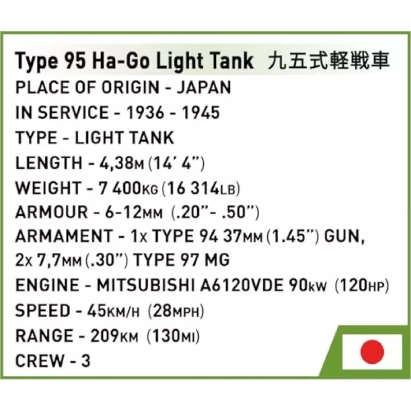 Cobi Historical Collection WWII Tipo 95 Ha-Go Tanque, Multi