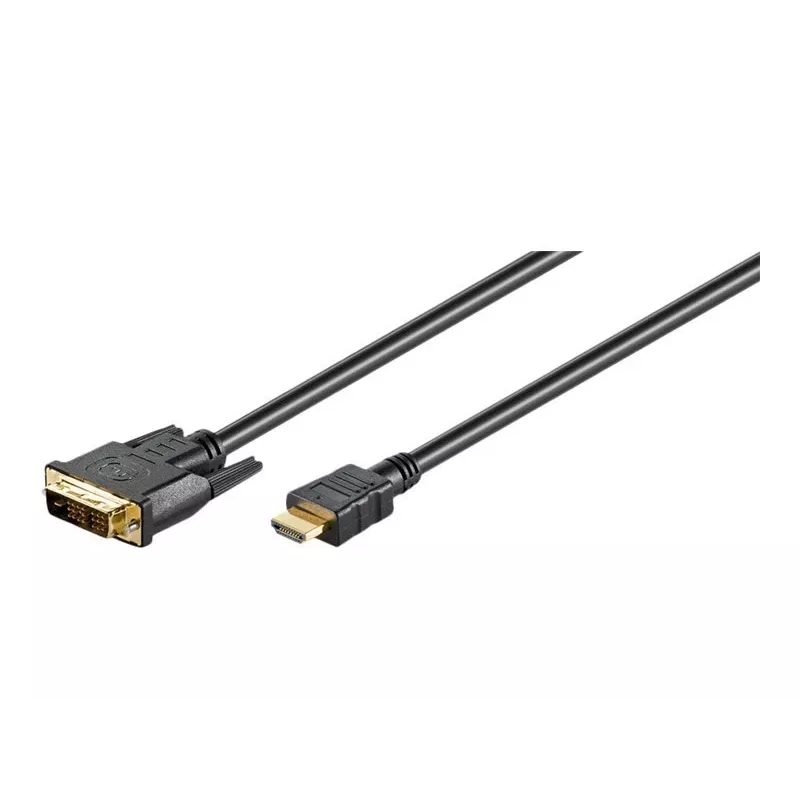 Cabo Goobay DVI-D/HDMI, dourado | 51580 | ficha DVI-D Single-Link (18+1 pinos) | ficha HDMI (Type-A) | HDMI para DVI-D | 2 m