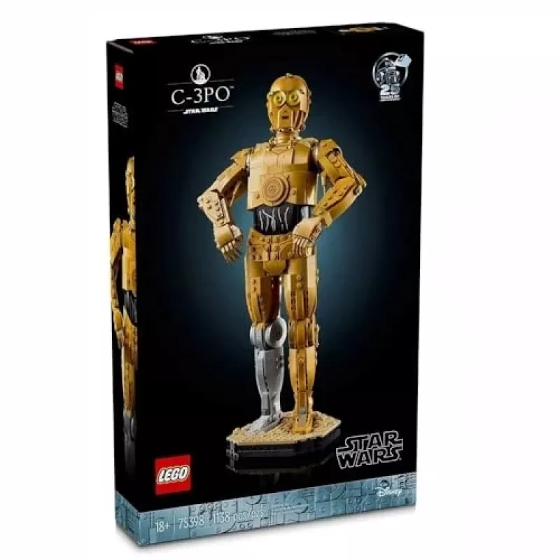 LEGO figura construível Star Wars C-3PO modelo 75398 — 1.138 peças, peça de colecionador para exposição de 380 mm
