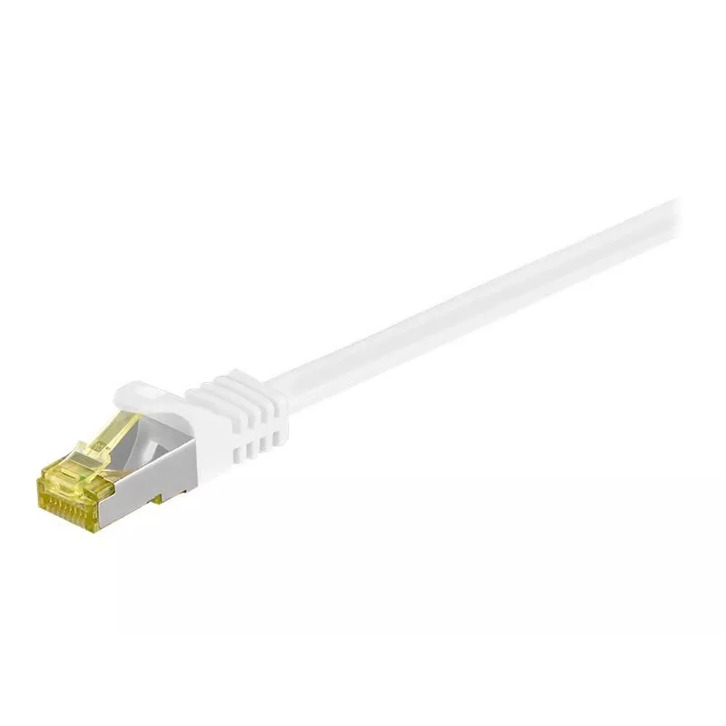 Cabo de rede Wentronic Goobay Cat.7 patch cable, S/FTP (PiMF), branco, 0,5 m - LSZH isento de halogéneos, cobre, ficha RJ45 (91090)