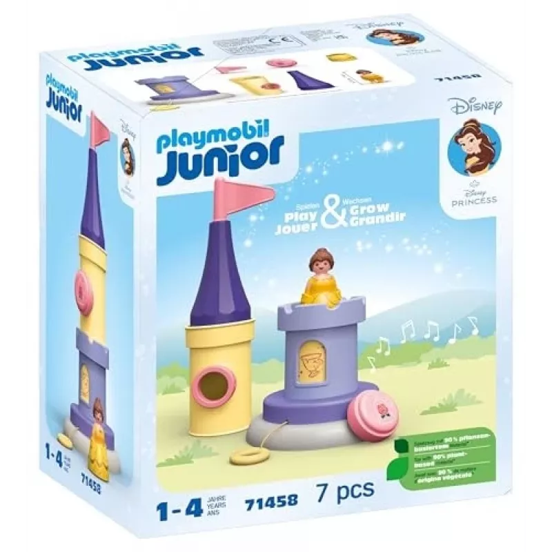 PLAYMOBIL JUNIOR & Disney: Torre de brincar da Bela com som | Conjunto de brincar para crianças pequenas 1-3