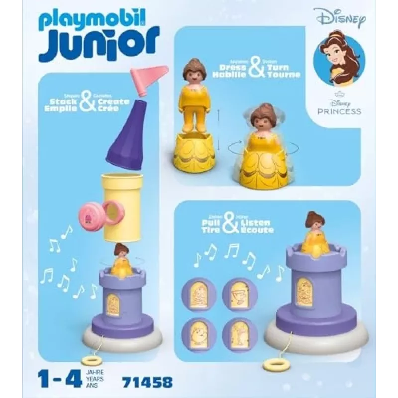 PLAYMOBIL JUNIOR & Disney: Torre de brincar da Bela com som | Conjunto de brincar para crianças pequenas 1-3