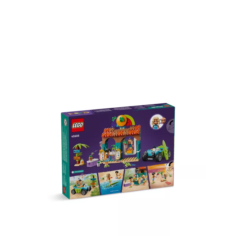 LEGO Friends Quiosque de Smoothies da Praia Conjunto de brincar para crianças com comida de brinquedo, ideia de presente para meninas e meninos a partir dos 6 anos, com 2 minifiguras, uma figura de tartaruga e um
