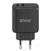 Carregador de parede SAVIO LA-06/B 30 W, USB-A + USB-C, Quick Charge, Power Delivery 3.0, preto