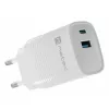 Carregador com fio para dispositivos móveis NATEC NUC-2140, 30W, USB-C PD 3.0 + USB-A, Samsung AFC, branco