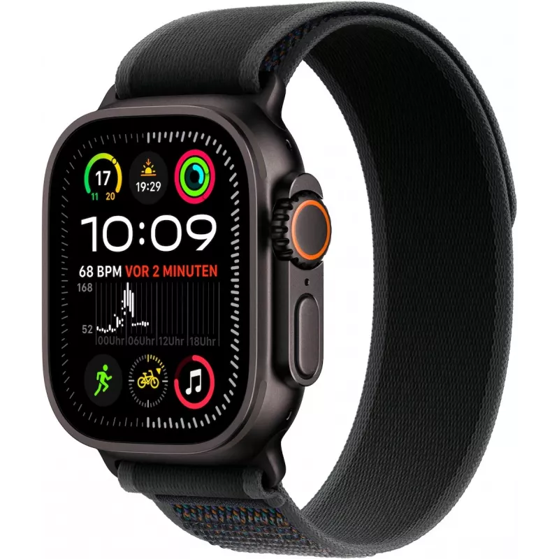 APPLE Watch Ultra 2 GPS + Cellular 49 mm Caixa de titânio preto com bracelete Trail Loop preta – M/L