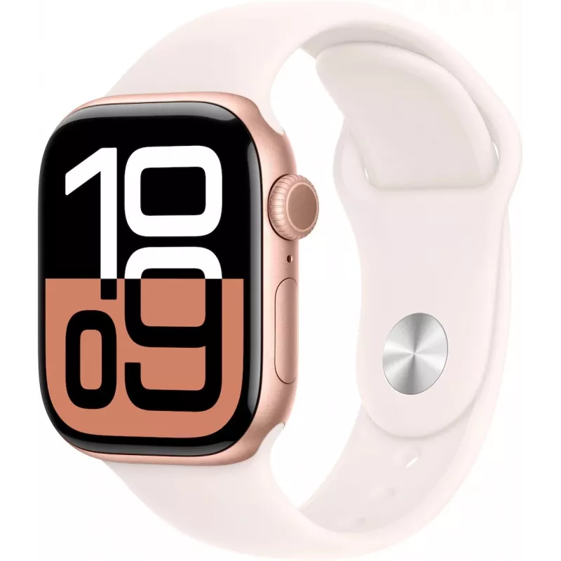 APPLE Watch Series 10 GPS 42 mm Caixa de alumínio Rosé gold com bracelete desportiva rosa claro - S/M