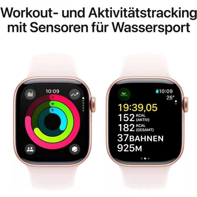 APPLE Watch Series 10 GPS 42 mm Caixa de alumínio Rosé gold com bracelete desportiva rosa claro - S/M