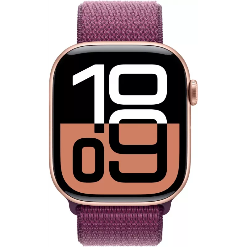 APPLE Watch Series 10 GPS 46mm Caixa de alumínio Rosé gold com bracelete desportiva Plum