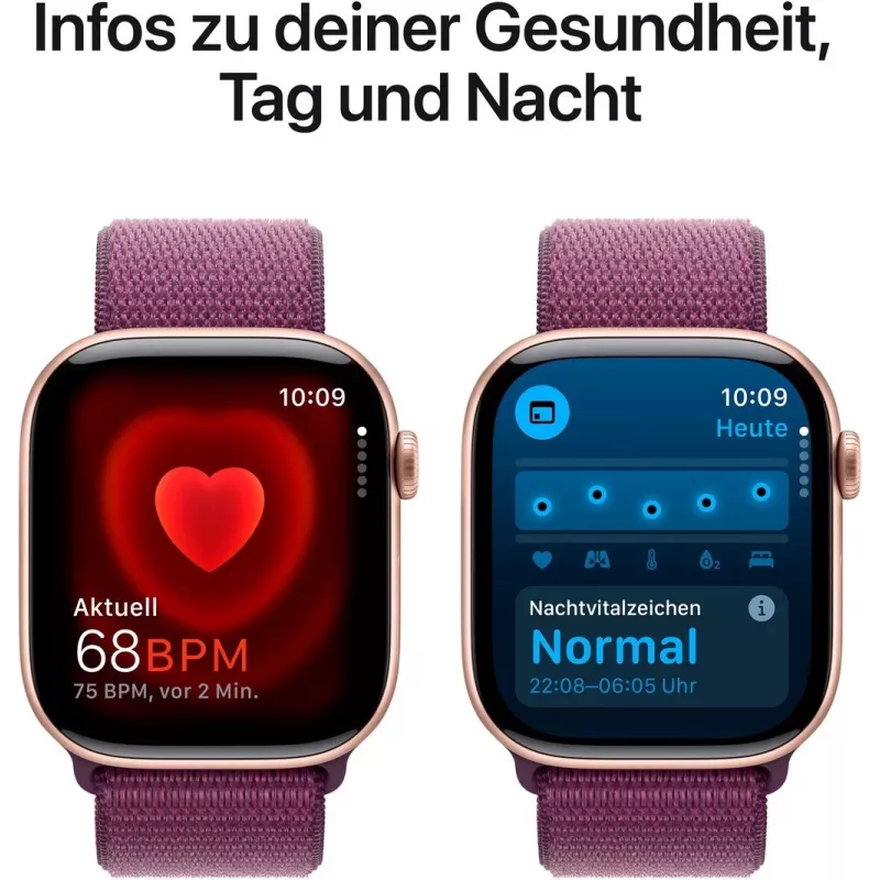 APPLE Watch Series 10 GPS 46mm Caixa de alumínio Rosé gold com bracelete desportiva Plum