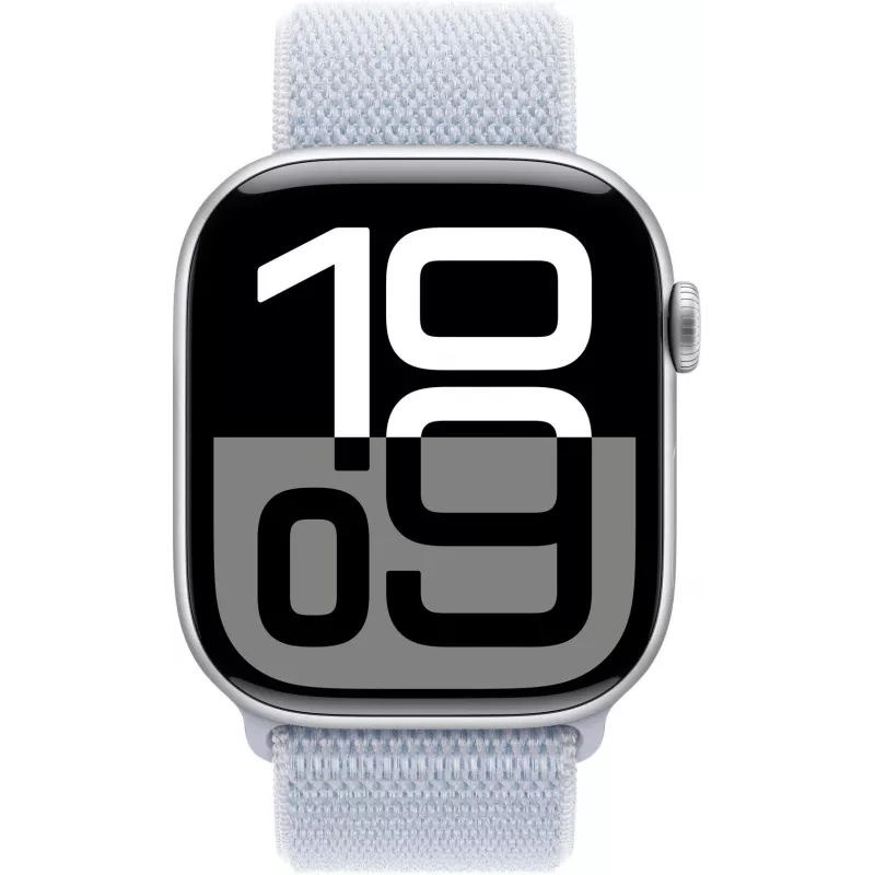 APPLE Watch Series 10 GPS 46 mm Caixa de alumínio prateado com bracelete desportiva Blue Cloud