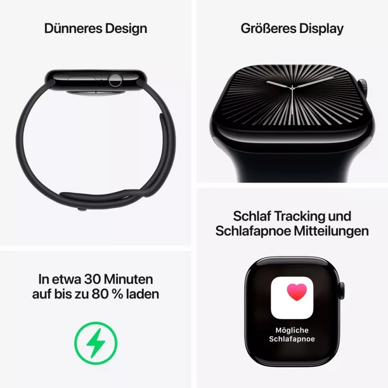 APPLE Watch Series 10 GPS 46 mm Caixa de alumínio prateado com bracelete desportiva Blue Cloud