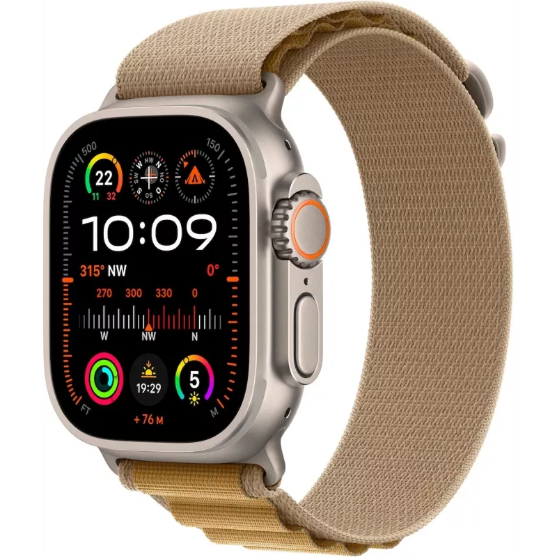 Apple Watch Ultra 2 GPS + Cellular 49mm caixa de titânio natural com bracelete Alpine Tan – Medium (MX4F3FD/A)