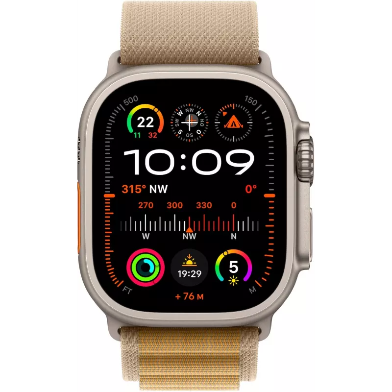 Apple Watch Ultra 2 GPS + Cellular 49mm caixa de titânio natural com bracelete Alpine Tan – Medium (MX4F3FD/A)