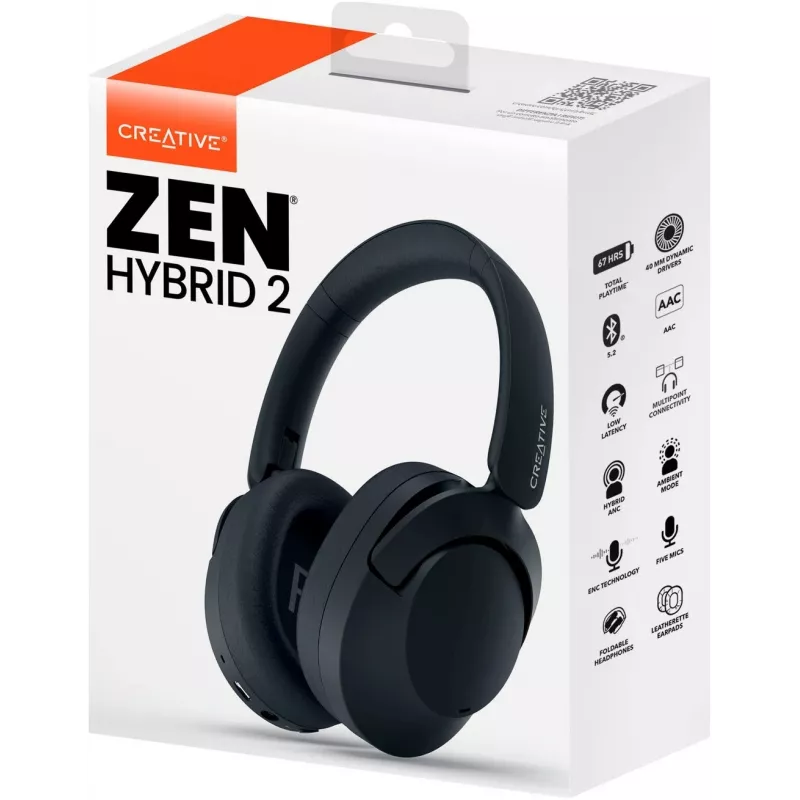 Headset Creative Labs Zen Hybrid 2 com fios e sem fios arco de cabeça chamadas/música USB Type-C Bluetooth preto