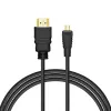 Cabo HDMI SAVIO CL-39 1 m — Type-A (macho) para Type-D Micro (macho), HDMI 1.4, 4096x2160, ARC, Ethernet, contactos dourados, preto