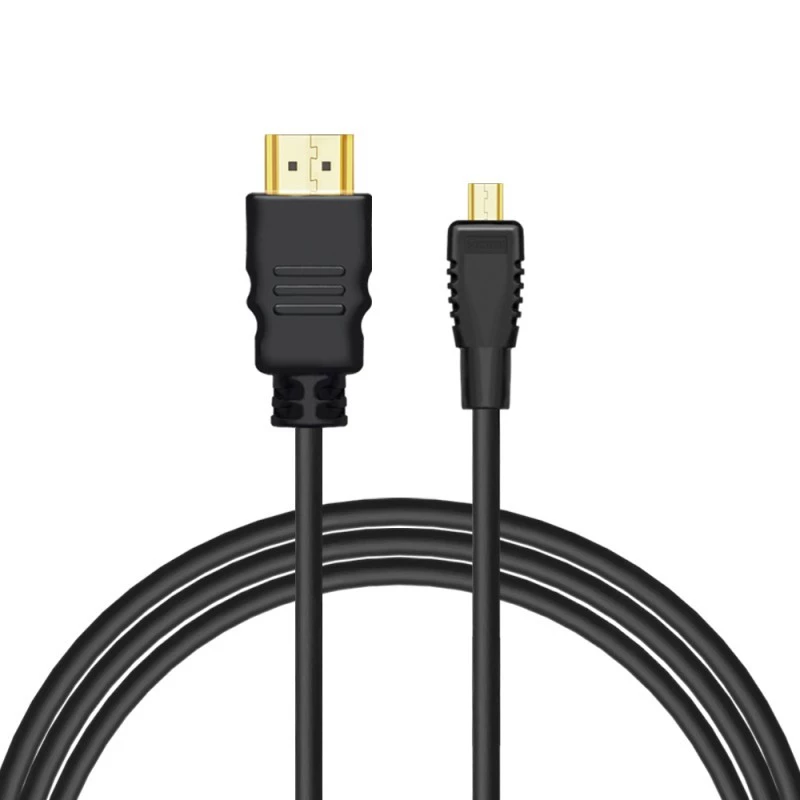 Cabo HDMI SAVIO CL-39 1 m — Type-A (macho) para Type-D Micro (macho), HDMI 1.4, 4096x2160, ARC, Ethernet, contactos dourados, preto