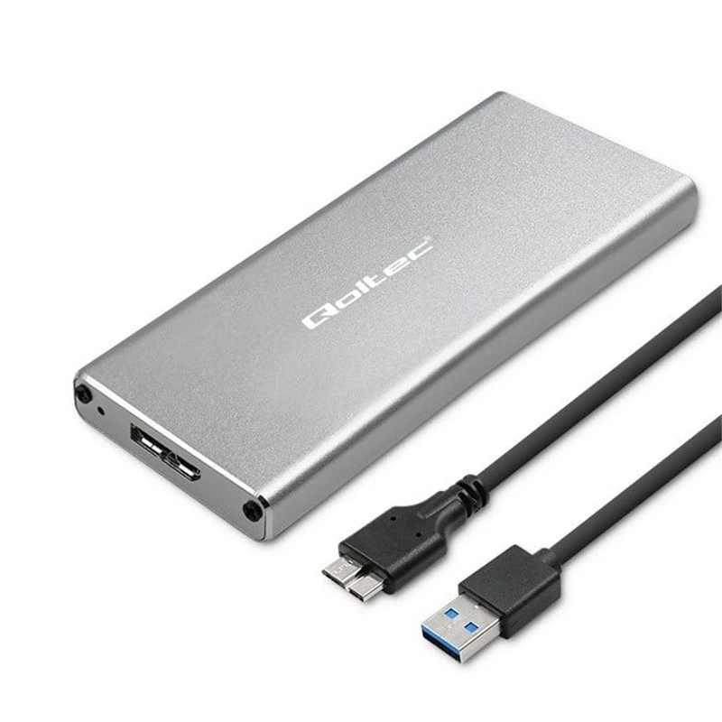 Caixa de alumínio QOLTEC 51833 para SSD M.2, SATA para USB 3.0, suporta até 2 TB