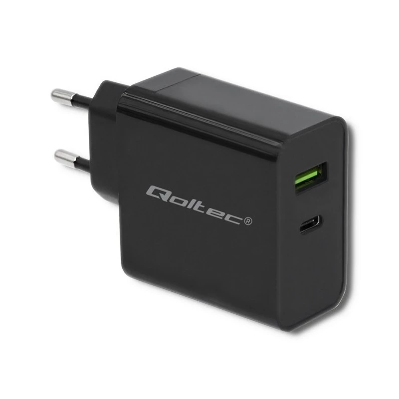 Fonte de alimentação QOLTEC 51717 45W 20V 3A carregador AC para interiores para smartwatch, preto