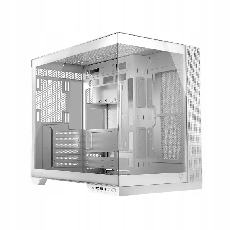 Caixa de PC MODECOM Volcano Panorama Midi Tower branco — micro ATX, vidro temperado, ARGB, USB-C, suporta GPU 400 mm