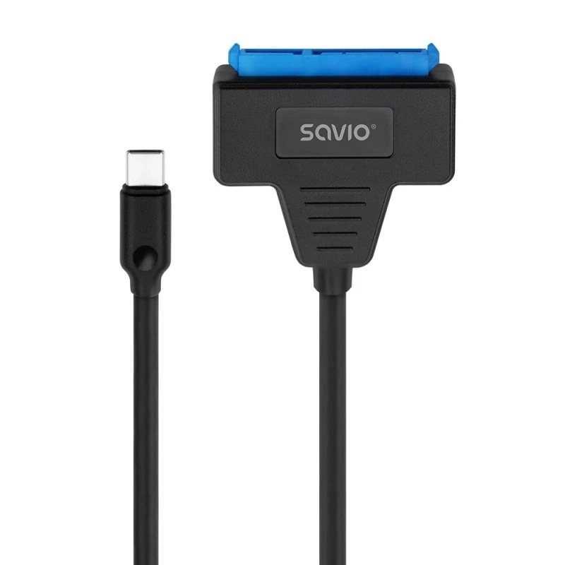 Cabo de interface SATA para USB-C SAVIO AK-69, conector fêmea SATA para conector macho USB-C, USB 3.2 Gen 1 (5 Gbit/s), 0,25 m, preto